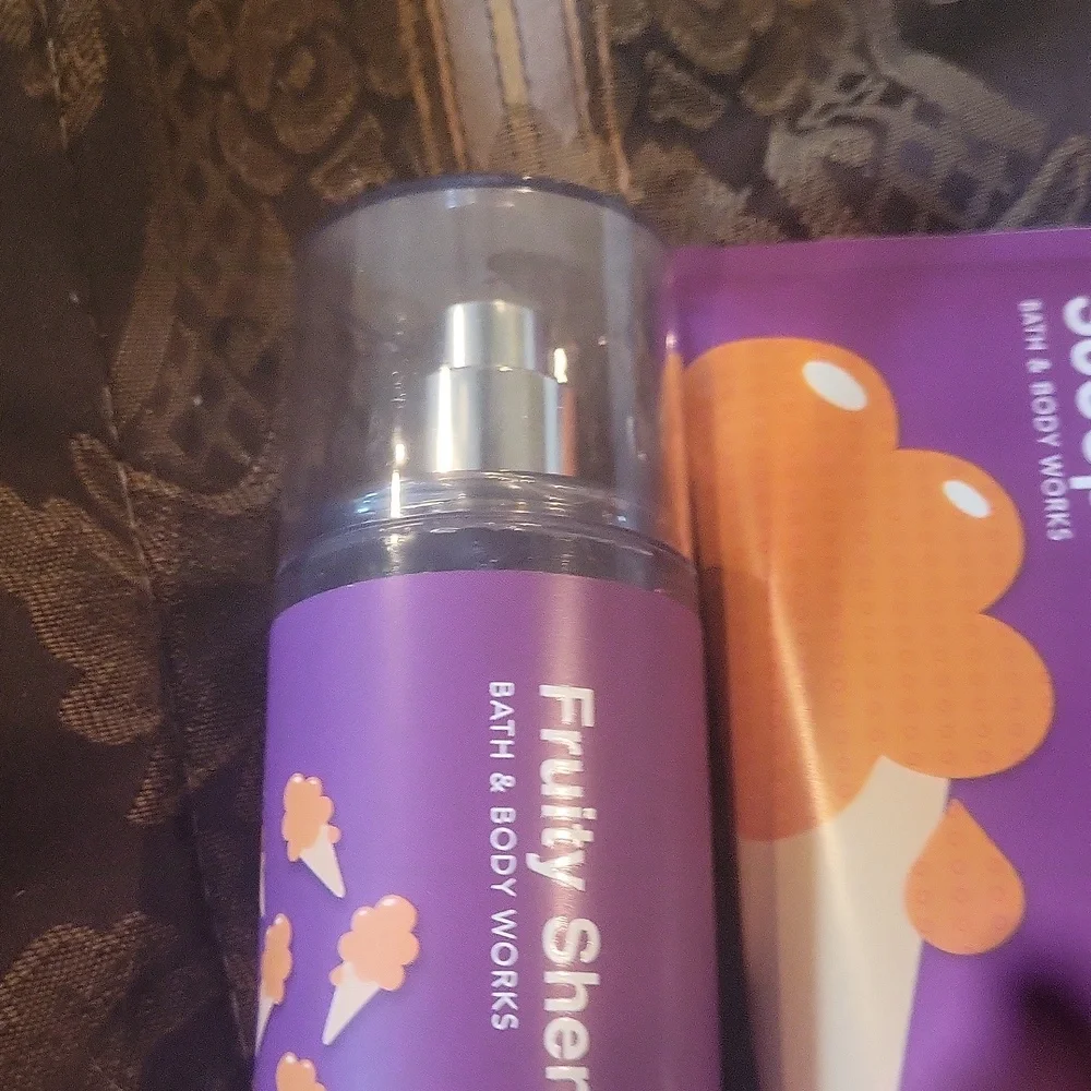 Bath Body Works Duo Full Size Dust Bag Free Gift Fruity Sherbet Creme Fragrance